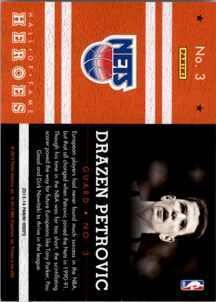 2013-14 Hoops Hall of Fame Heroes #3 Drazen Petrovic back image