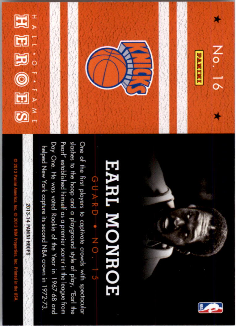 2013-14 Hoops Hall of Fame Heroes #16 Earl Monroe back image