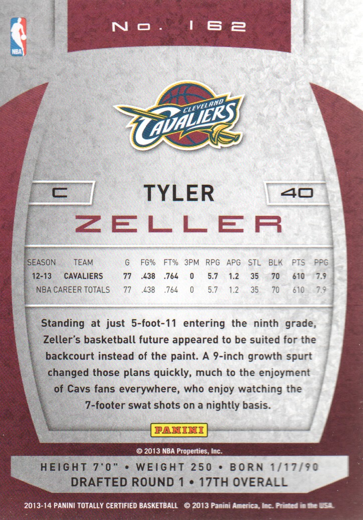 2013-14 Totally Certified #162 Tyler Zeller back image