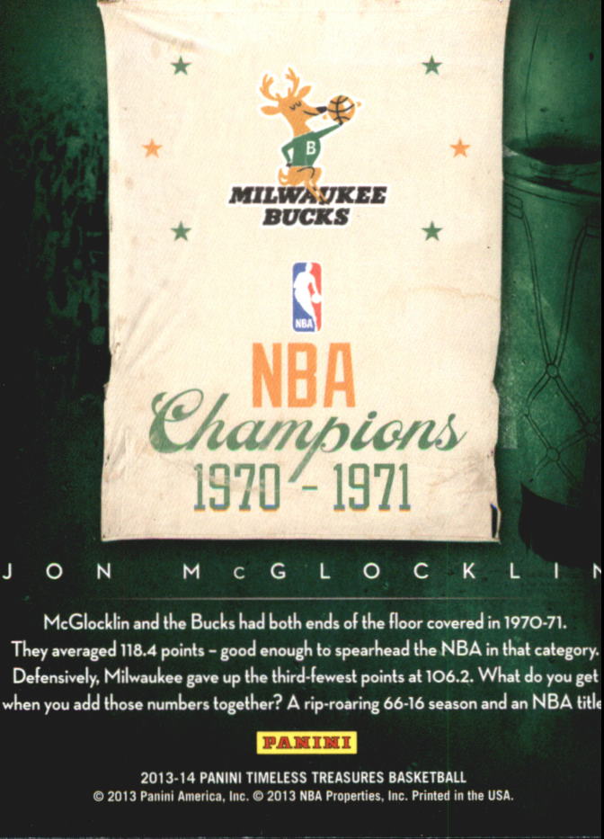 2013-14 Timeless Treasures Timeless Teams #35 Jon McGlocklin back image