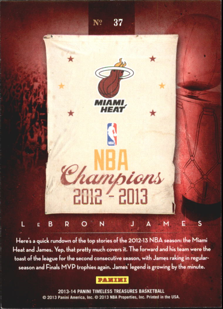 2013-14 Timeless Treasures Timeless Teams #37 LeBron James back image
