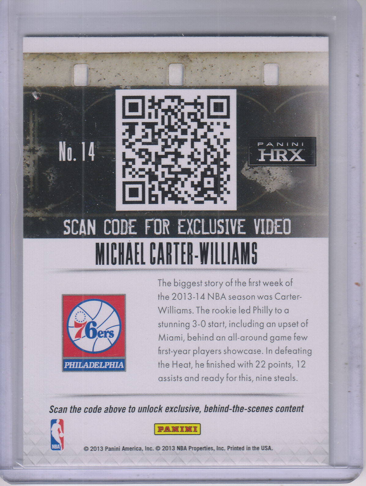 2013-14 Panini Prizm Basketball HRX #14 Michael Carter-Williams