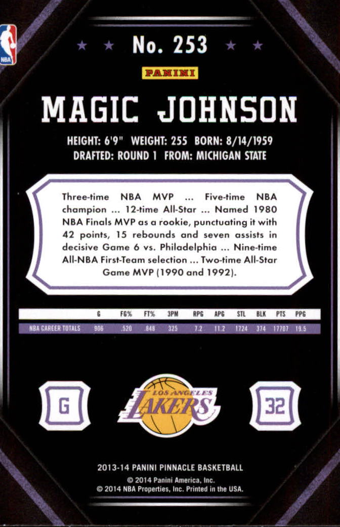 2013-14 Pinnacle #253 Magic Johnson back image