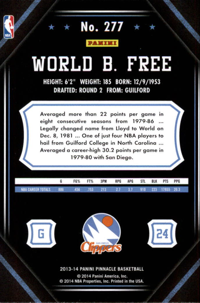 2013-14 Pinnacle #277 World B. Free back image