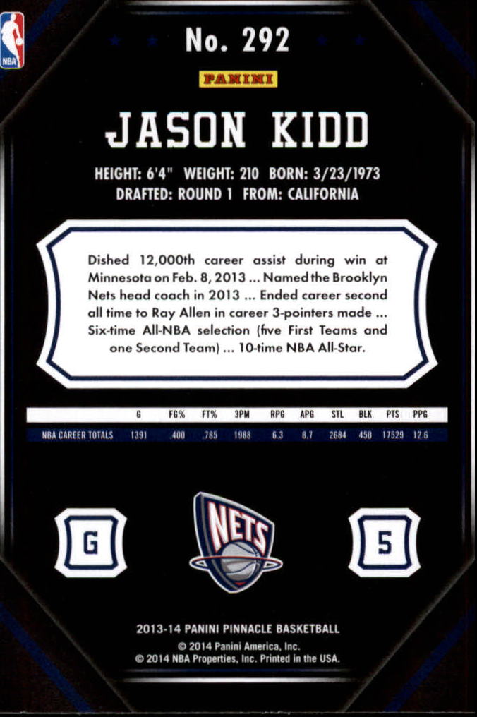 2013-14 Pinnacle #292 Jason Kidd back image