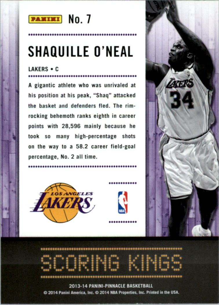 2013-14 Pinnacle Scoring Kings #7 Shaquille O'Neal back image