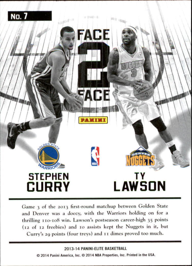 2013-14 Elite Face 2 Face #7 Stephen Curry/Ty Lawson back image