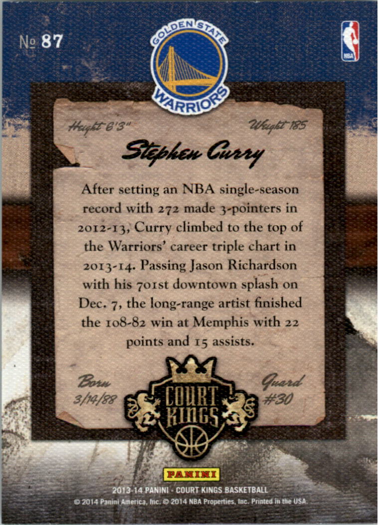 2013-14 Court Kings #87 Stephen Curry back image