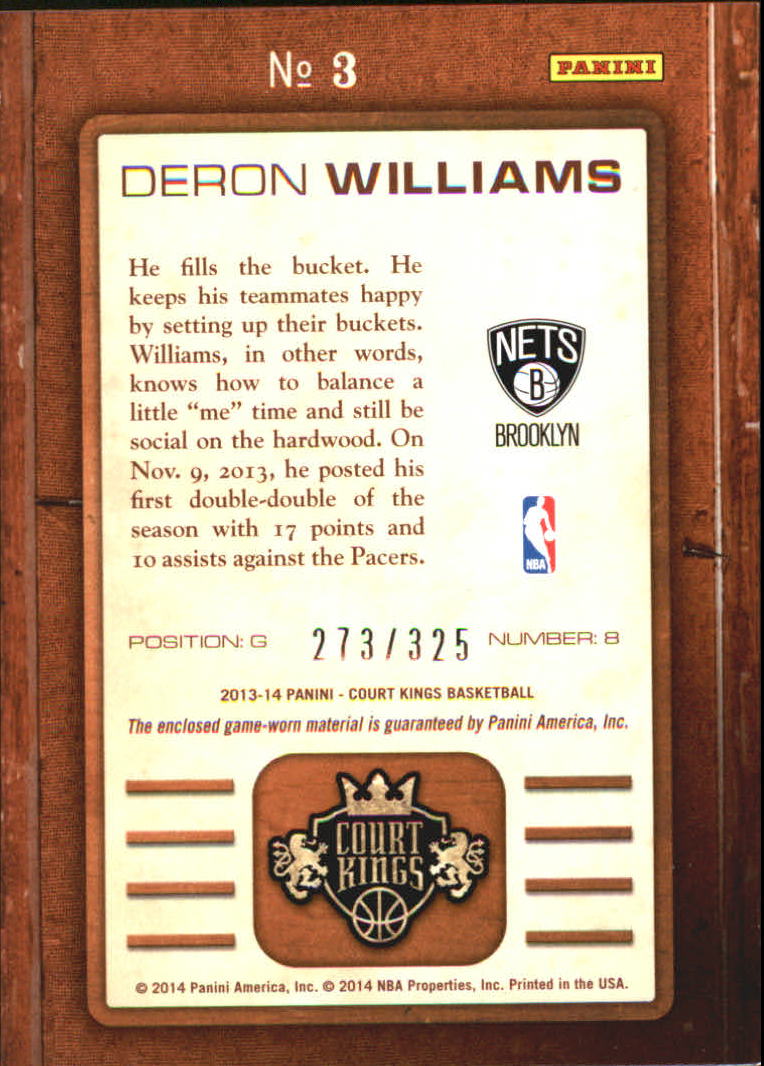 2013-14 Court Kings Gallery of Stars Jerseys #3 Deron Williams/325 back image