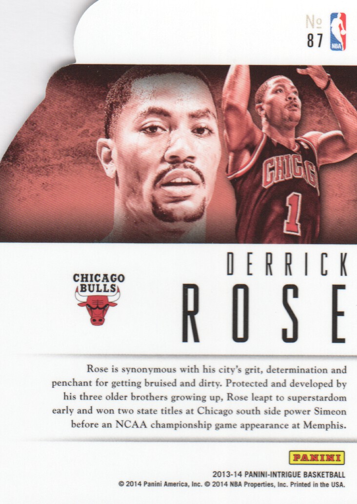2013-14 Panini Intrigue Intriguing Players Die Cuts #87 Derrick Rose back image