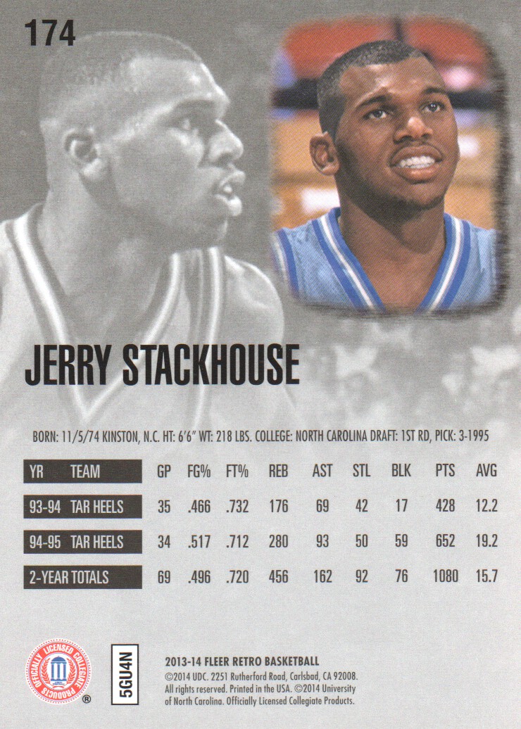 2013-14 Fleer Retro '95-96 Ultra #174 Jerry Stackhouse back image
