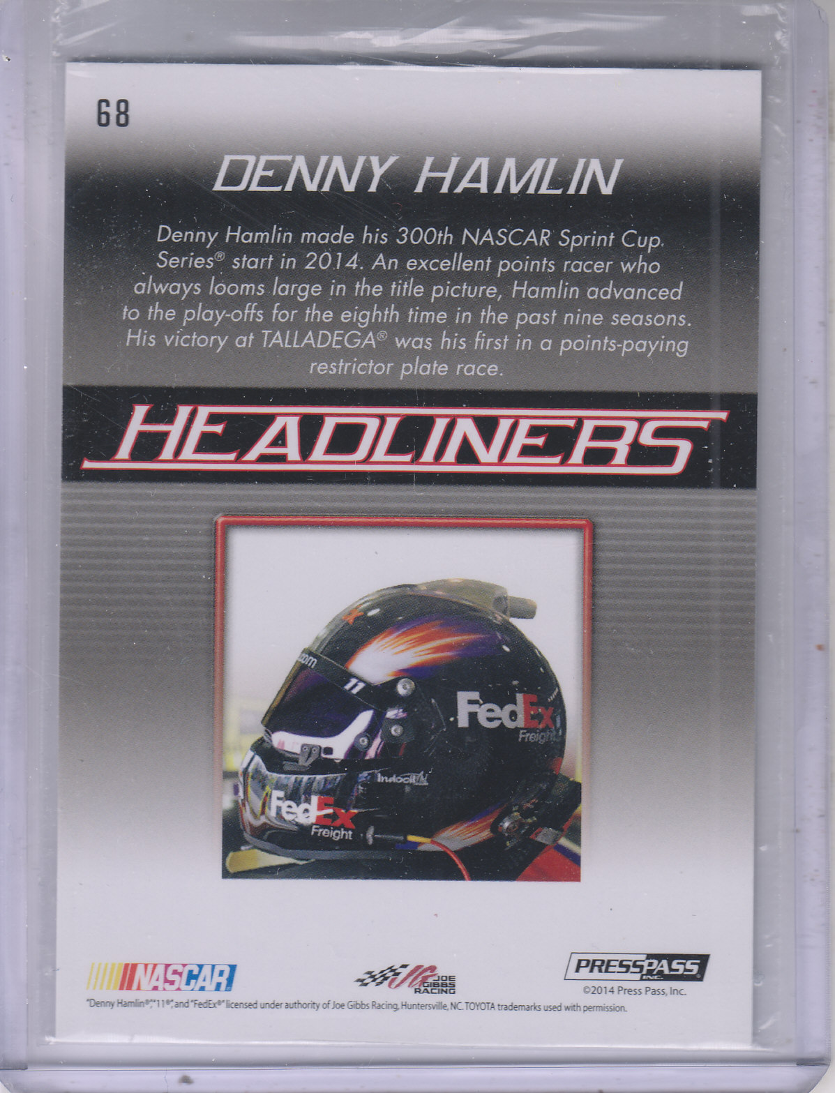 2015 Press Pass Cup Chase #68 Denny Hamlin H back image