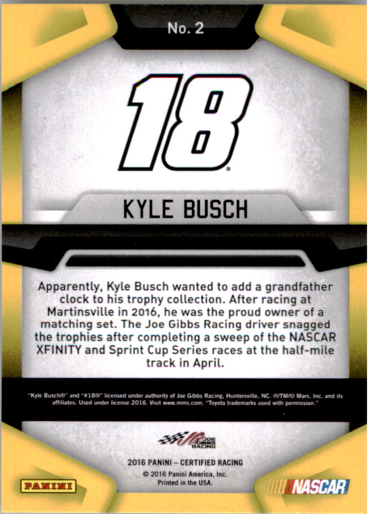 2016 Certified #2 Kyle Busch back image