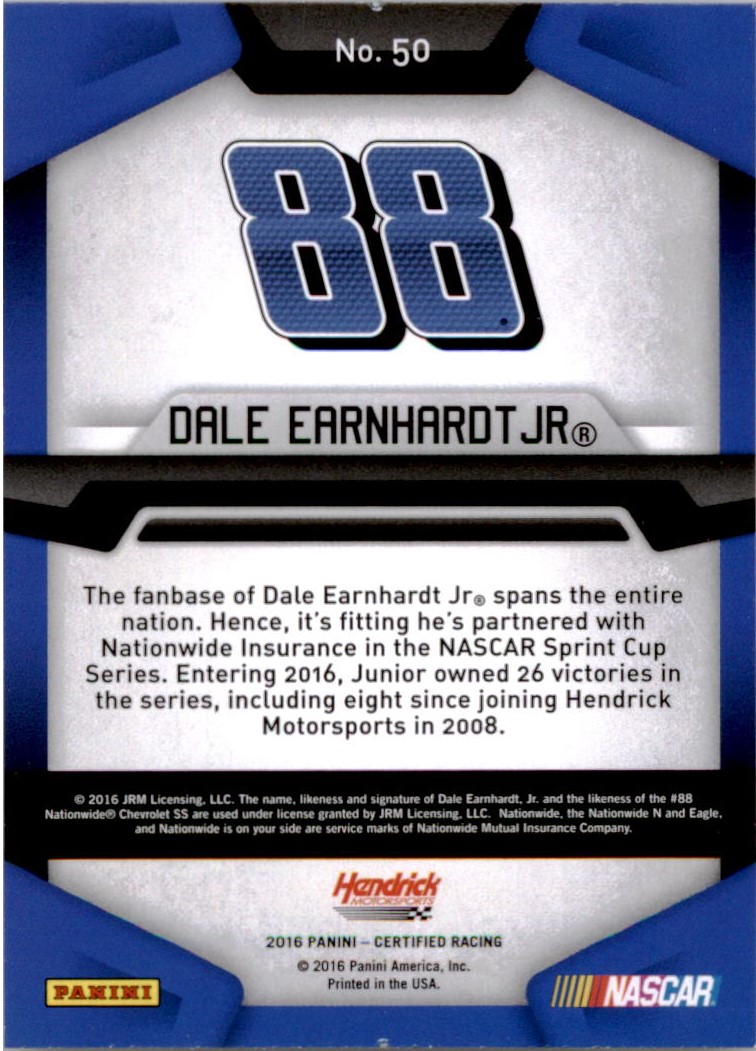 2016 Certified #50 Dale Earnhardt Jr back image