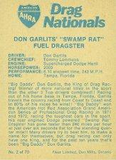 1972 Fleer AHRA Drag Nationals #2 Don Garlits back image