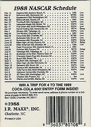 1988 Maxx Charlotte #19 Checklist 1/no Myrtle Beach line