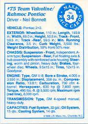 1988 Maxx Charlotte #34 Neil Bonnett's Car back image