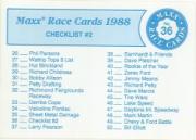 1988 Maxx Charlotte #36B Checklist 2/no Myrtle Beach line/card #43 Richard Petty back image