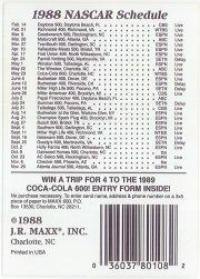 1988 Maxx Charlotte #36B Checklist 2/no Myrtle Beach line/card #43 Richard Petty