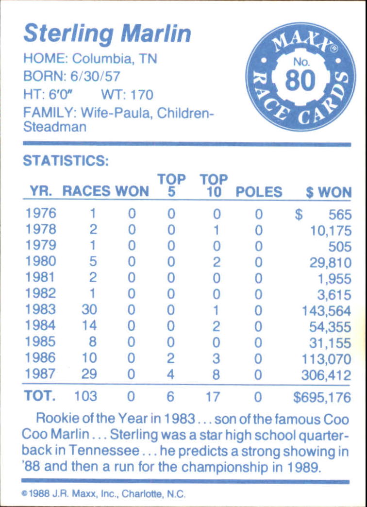 A3205- 1988 Maxx Auto Racing Cards 1-100 +Rookies -You Pick- 15+ FREE US SHIP - Picture 127 of 161