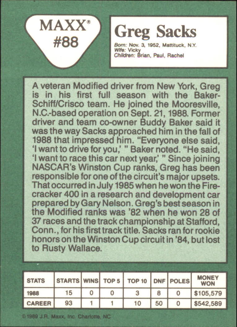 Sports Card Back