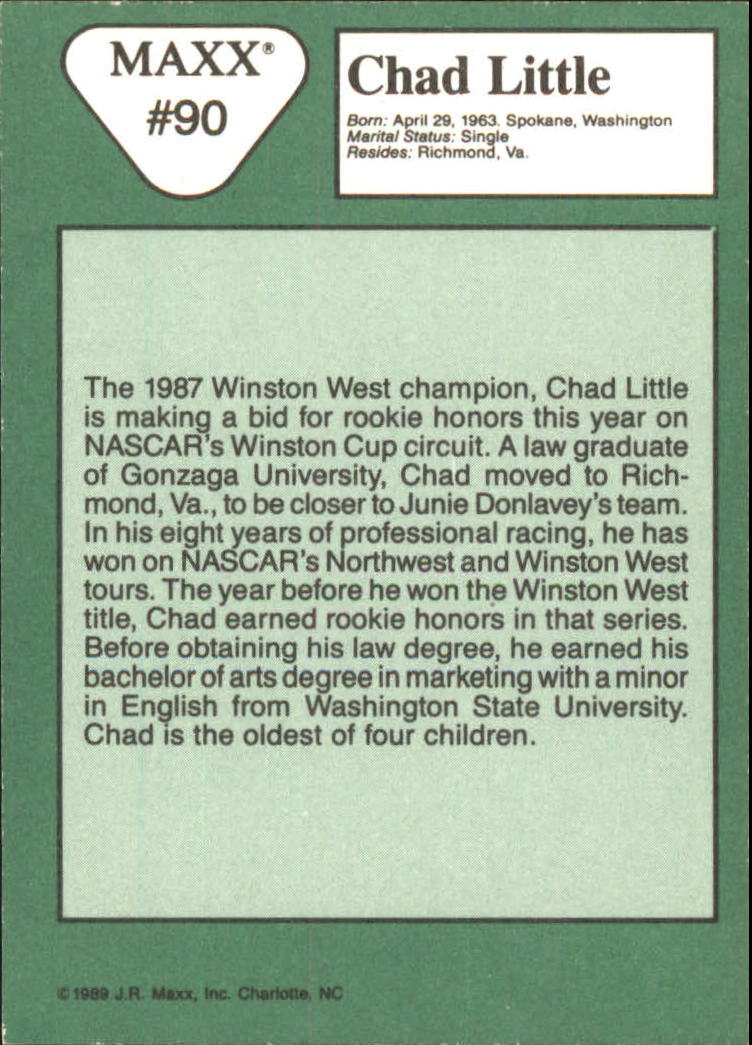 1989 Maxx #90 Chad Little RC back image