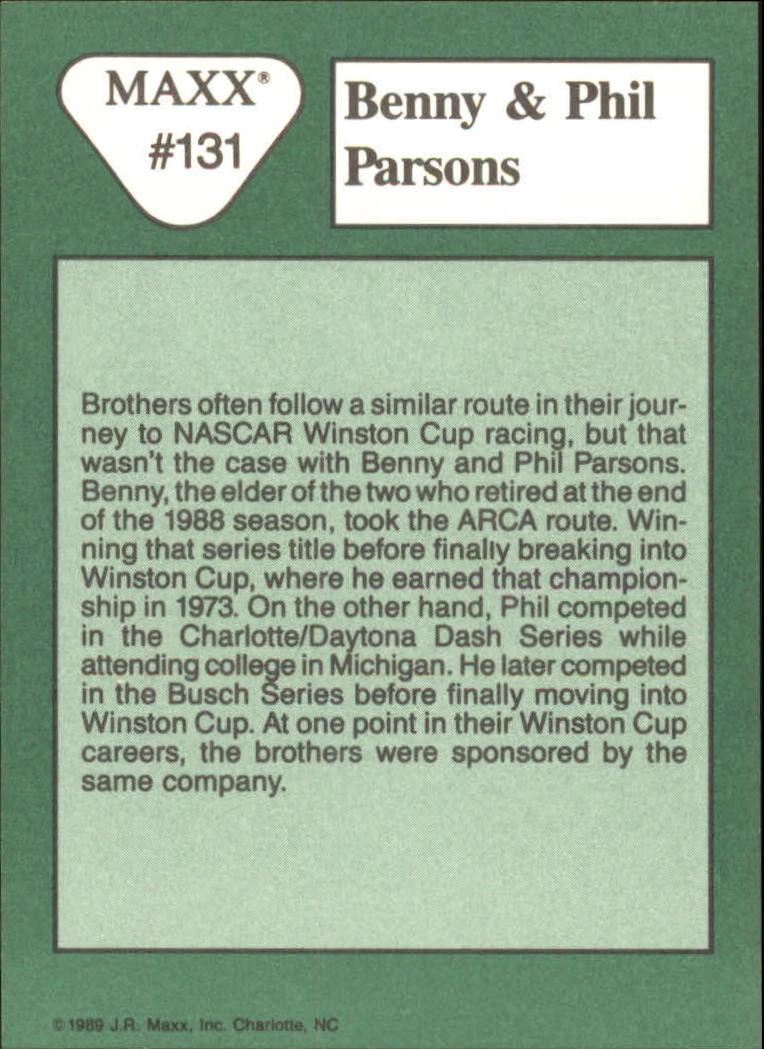 1989 Maxx #131 Benny Parsons/Phil Parsons back image