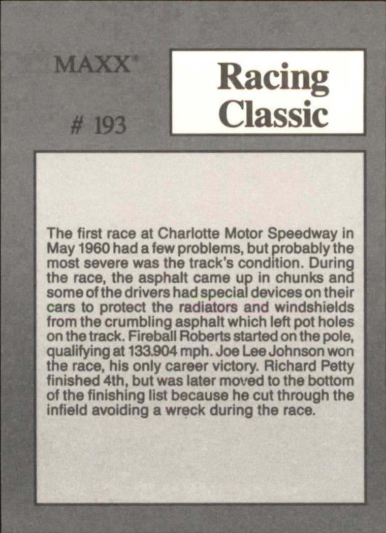 1989 Maxx #193 Richard Petty's Car/Jack Smith's Car/Classic back image