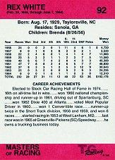 1989-90 TG Racing Masters of Racing #92 Rex White w/car back image