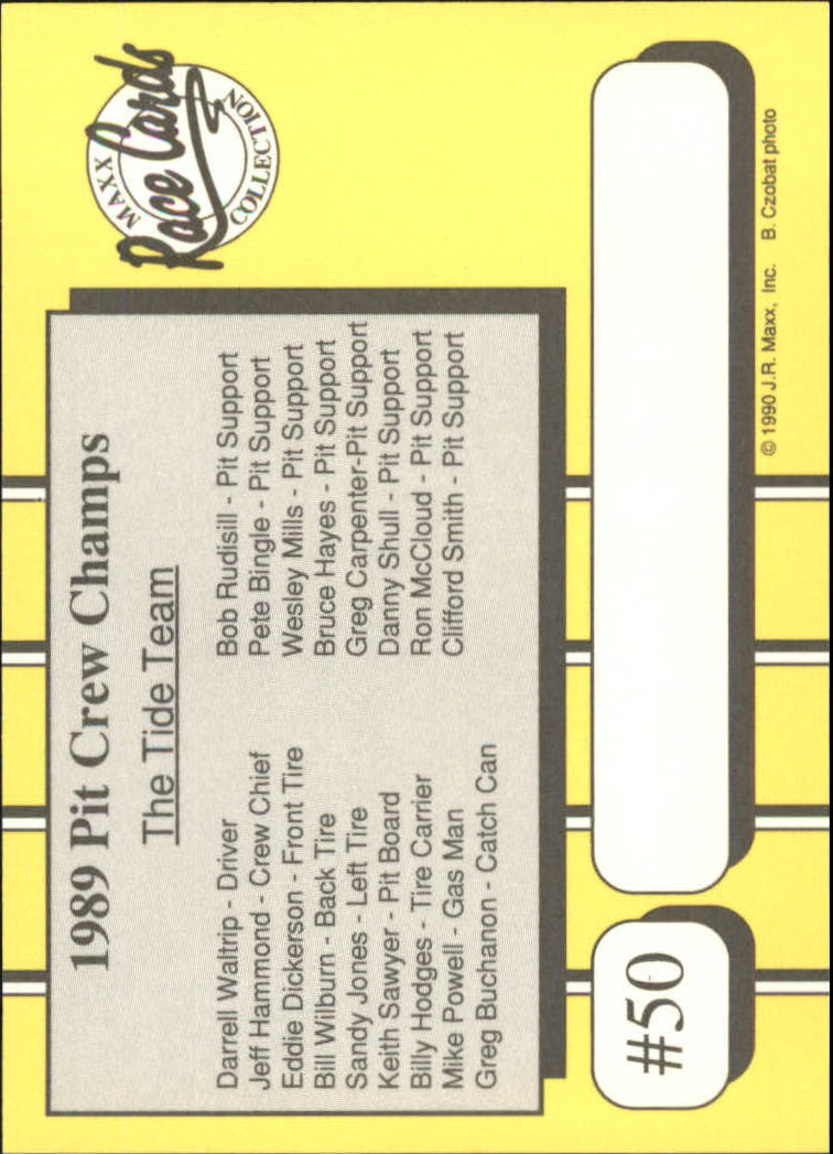 1990 Maxx #50 Darrell Waltrip w/Crew/Pit Crew Champions back image