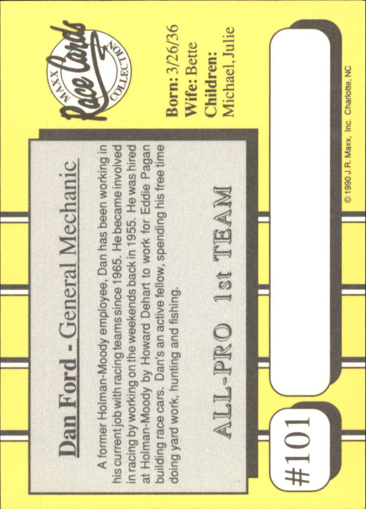 1990 Maxx #101 Dan Ford RC back image