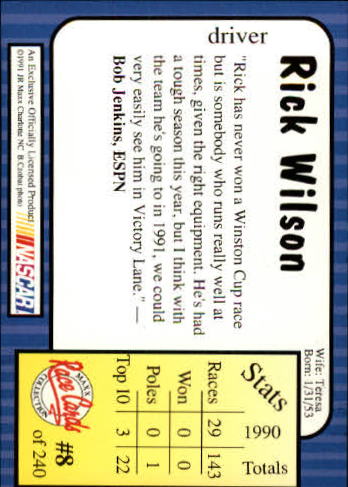 1991 Maxx #8 Rick Wilson back image