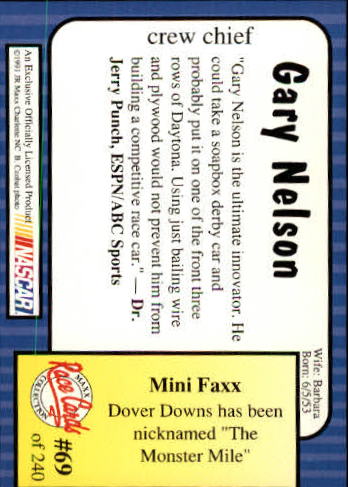 1991 Maxx #69 Gary Nelson back image