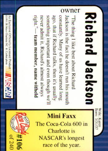 1991 Maxx #106 Richard Jackson back image