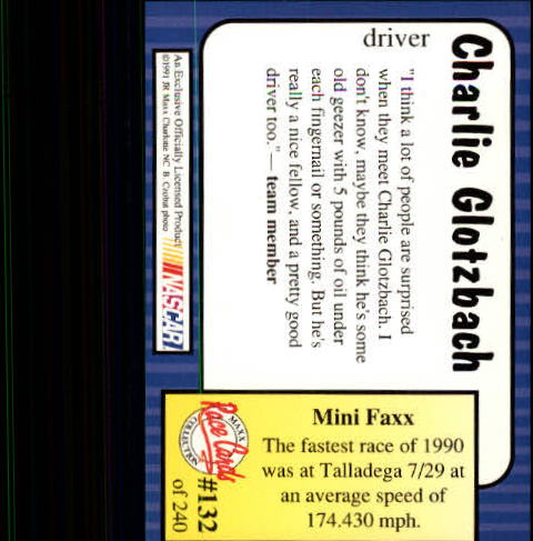 1991 Maxx #132 Charlie Glotzbach RC back image