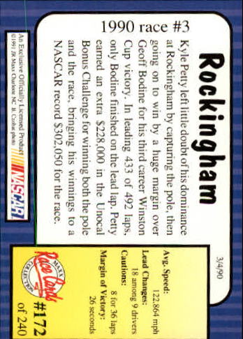 1991 Maxx #172 Kyle Petty/Year in Review back image