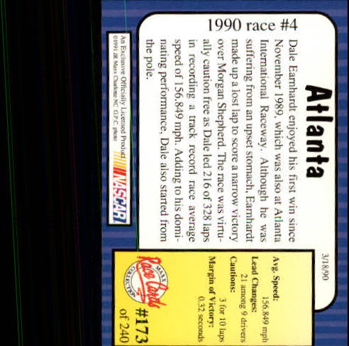 1991 Maxx #173 Dale Earnhardt/Year in Review back image