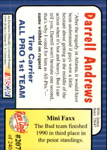 1991 Maxx #207 Darrell Andrews RC back image