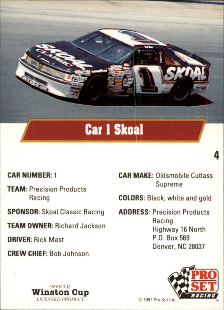 1991 Pro Set #4 Rick Mast w/car back image