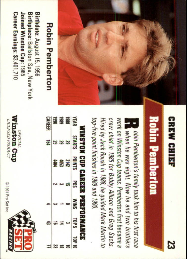 1991 Pro Set #23 Robin Pemberton back image