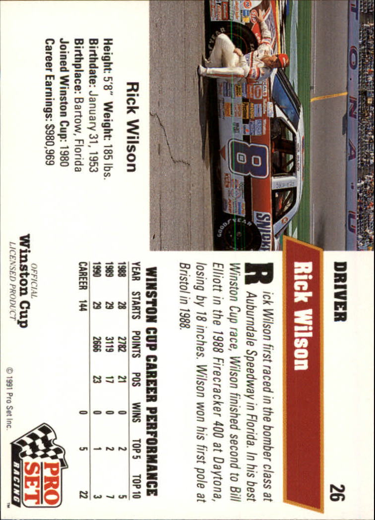 1991 Pro Set #26 Rick Wilson back image