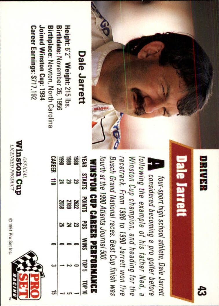 1991 Pro Set #43 Dale Jarrett back image