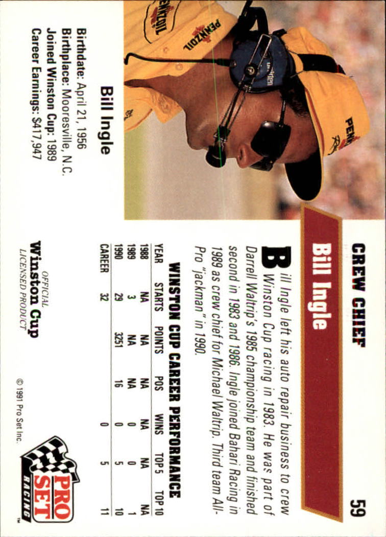 1991 Pro Set #59 Bill Ingle back image