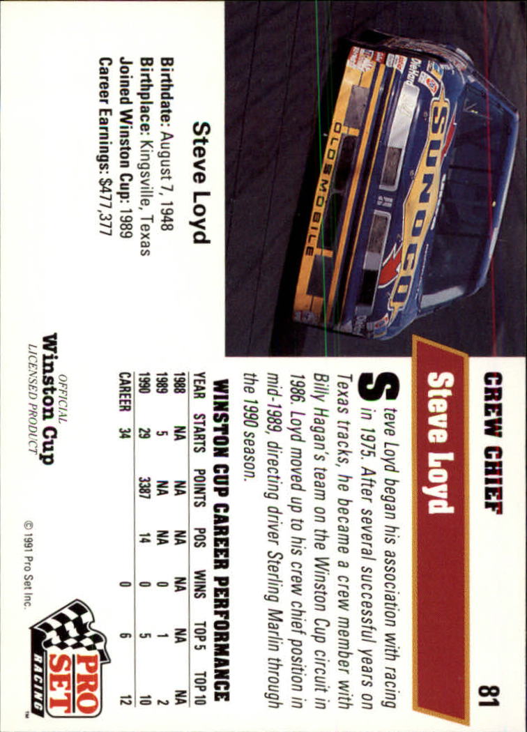 1991 Pro Set #81 Steve Loyd RC back image