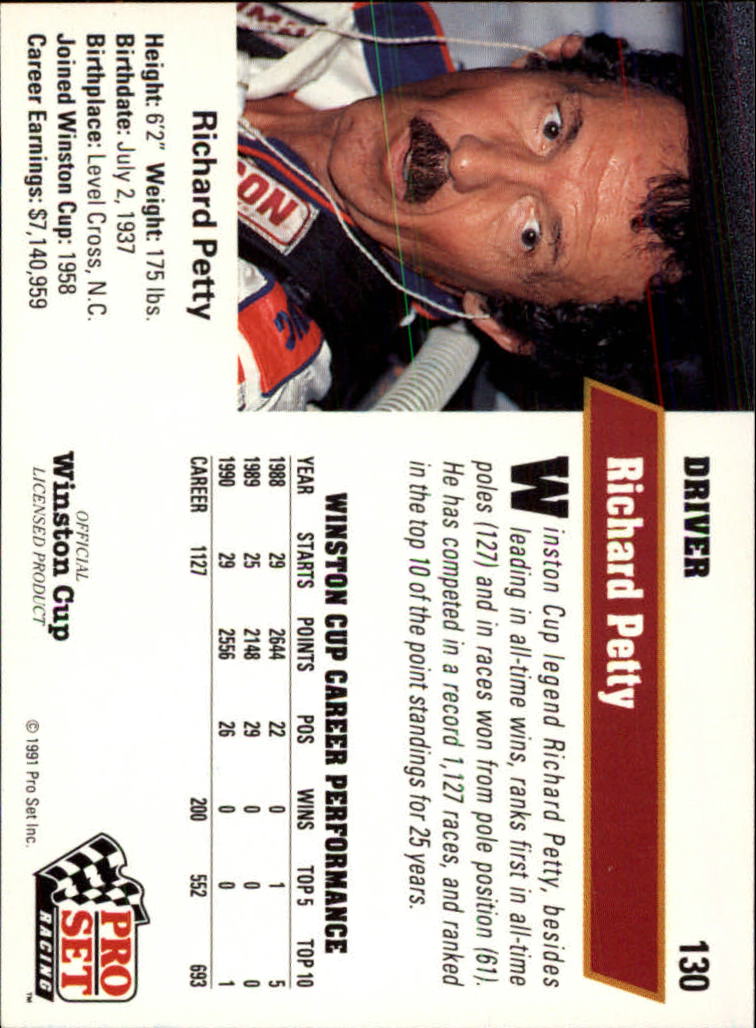 1991 Pro Set #130 Richard Petty back image