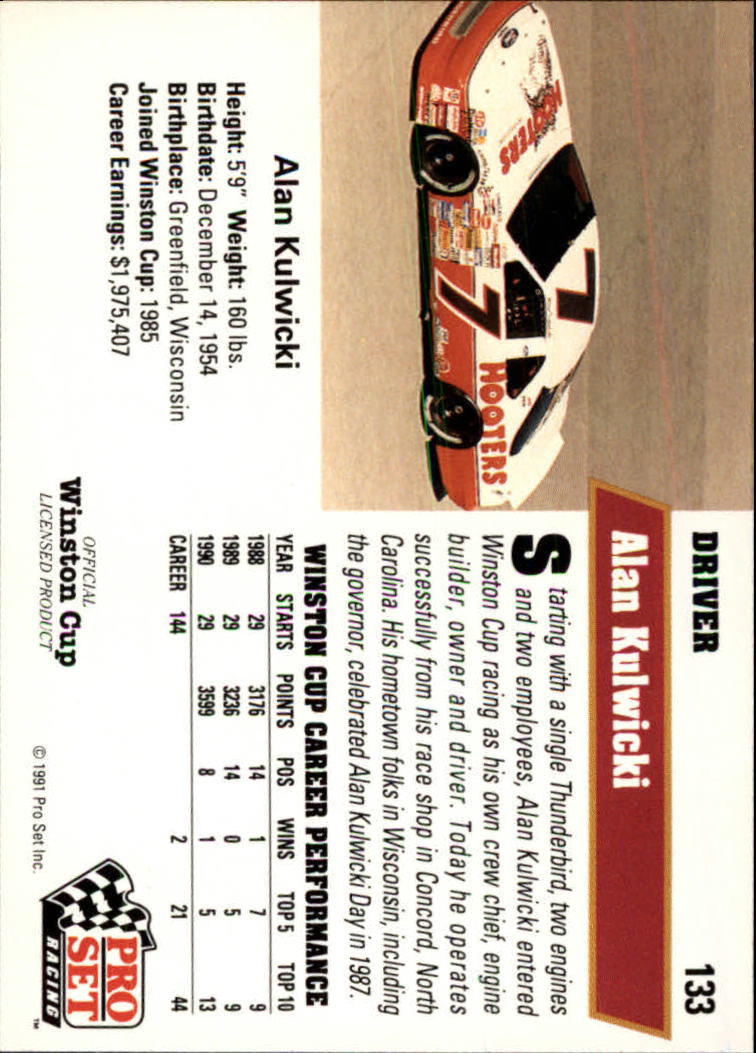 1991 Pro Set #133 Alan Kulwicki back image