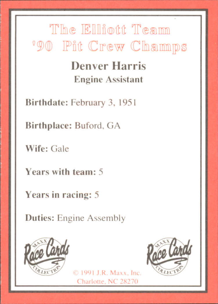 B6605- 1991 officiel Maxx Bill Elliott Équipe de Course # S 1-40 -vous Pic- 15 + Gratuit