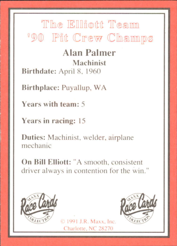 B6605- 1991 Maxx Bill Elliott vente Équipe de Course # S 1-40 -vous Pic- 15 + Gratuit