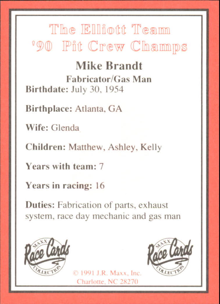 B6605- 1991 officiel Maxx Bill Elliott Équipe de Course # S 1-40 -vous Pic- 15 + Gratuit