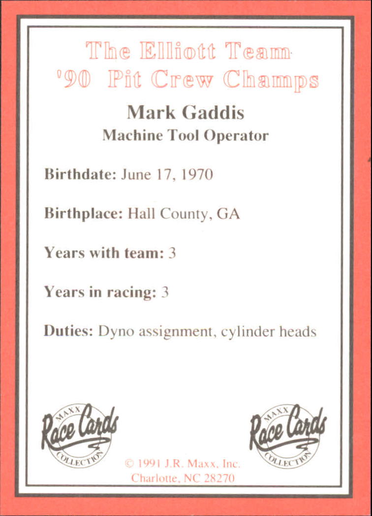 B6605- 1991 Maxx Bill Elliott tendance Équipe de Course # S 1-40 -vous Pic- 15 + Gratuit